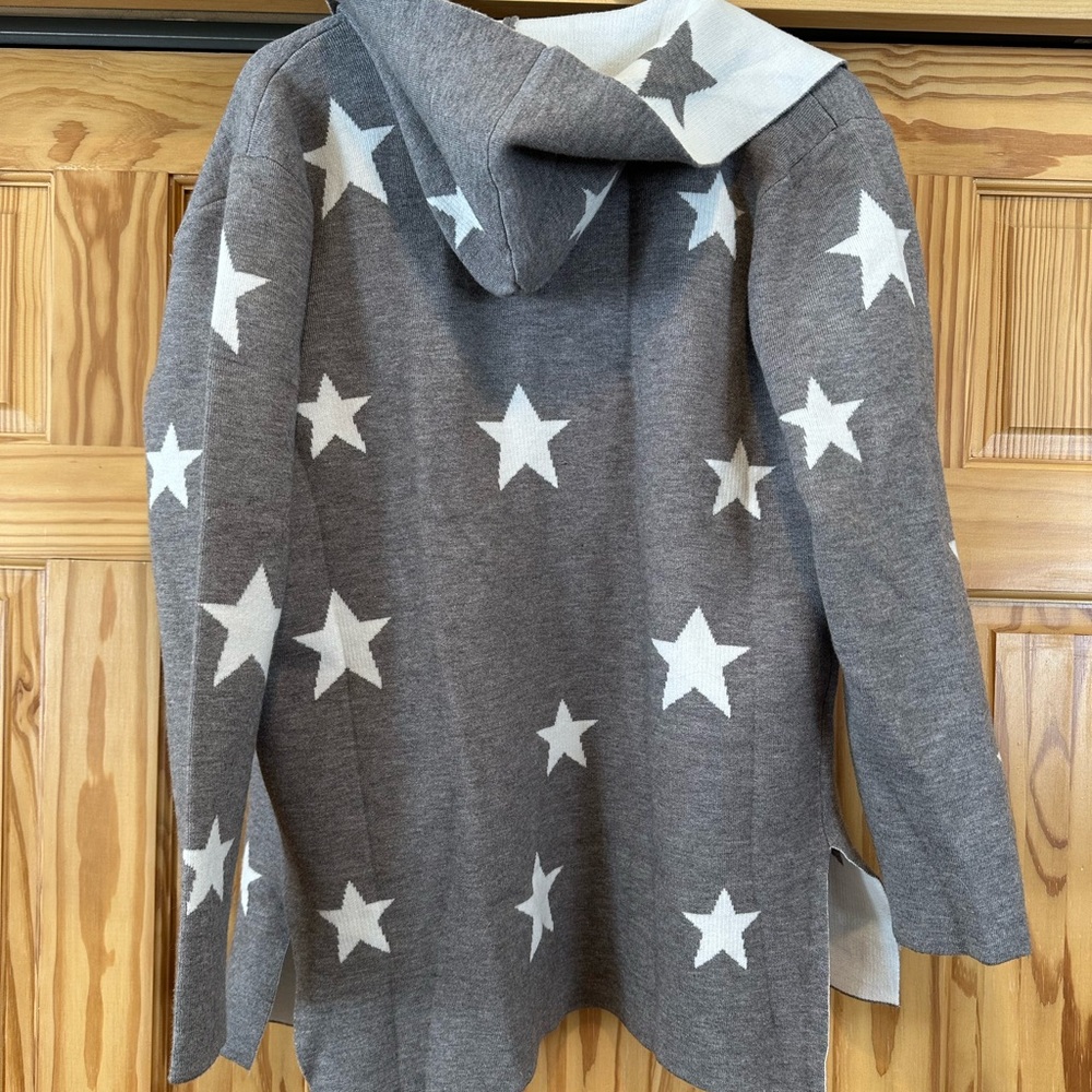 Taupe Hooded Cardigan with Star Design